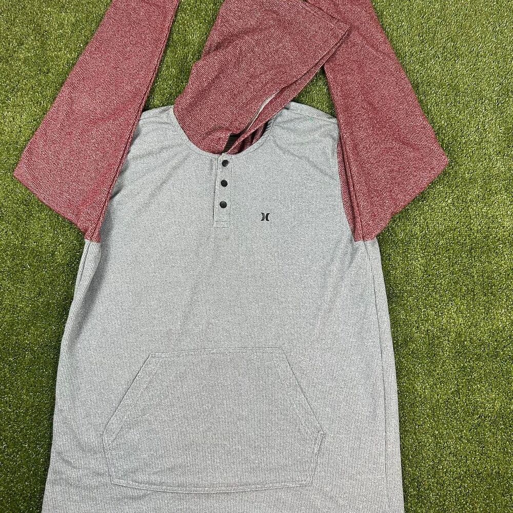 Hurley Men's Grey and Pink Hoodie